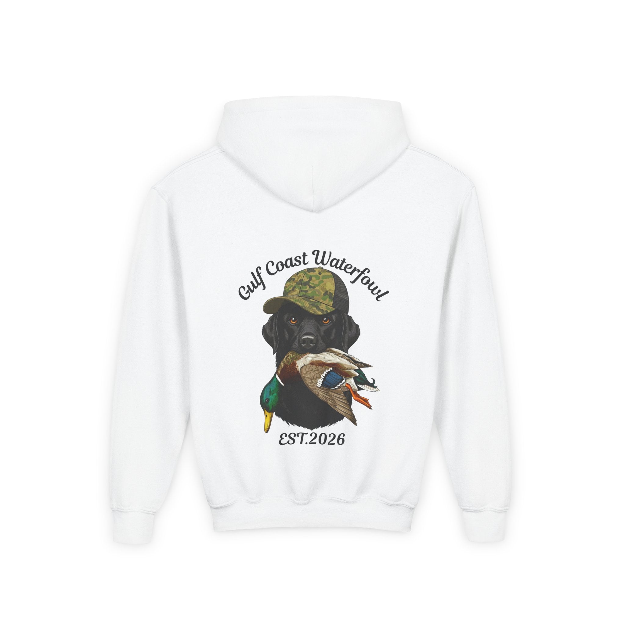 Gulf Coast Waterfowl Youth Hoodie — Duck Retriever Graphic, EST. 2026