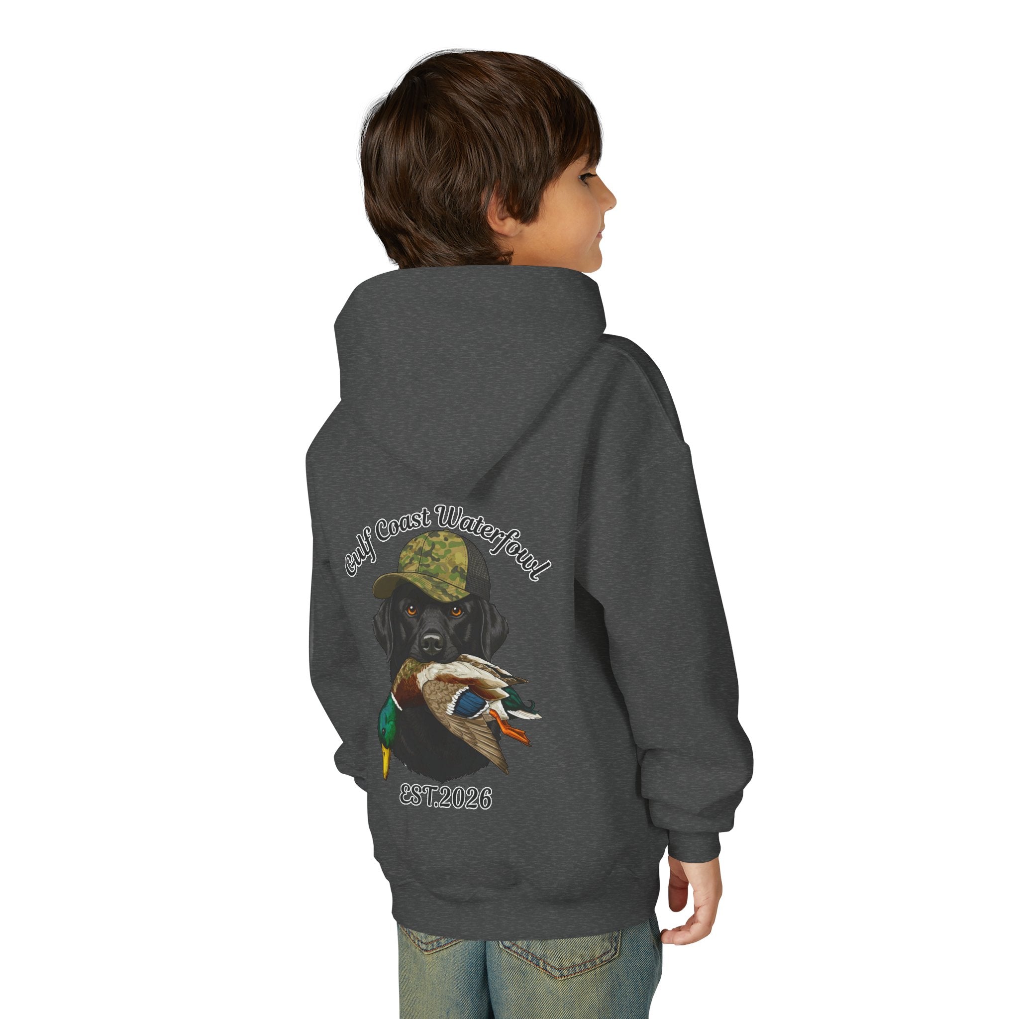 Gulf Coast Waterfowl Youth Hoodie — Duck Retriever Graphic, EST. 2026